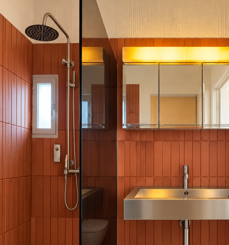 INTERIORISMO FUENGIROLA Salón moderno con sillas de madera, mesa de centro y estantería, con luz natural abundante.